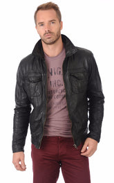 Men Genuine Leather Jacket MJ 46